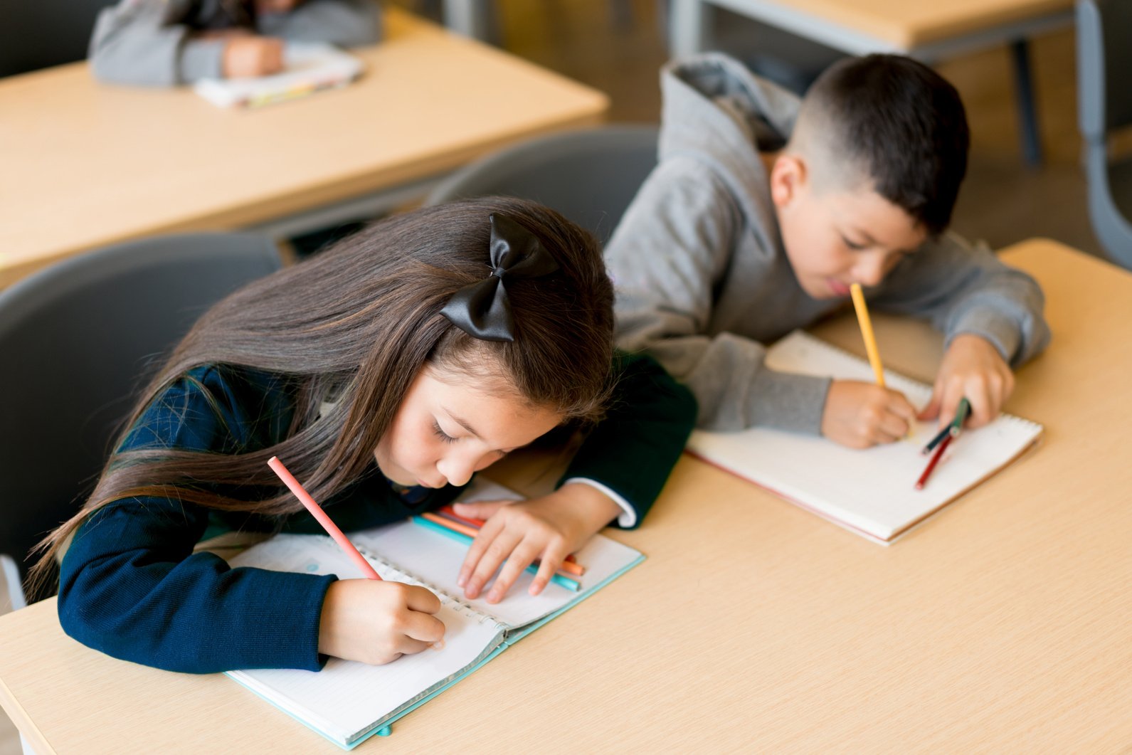 Kids studying at school